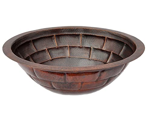 INNOVA COPPER OVAL BATH SINK TURTLE SHELL DESIGN ROUND LIP 19X14X6 G18 DARK