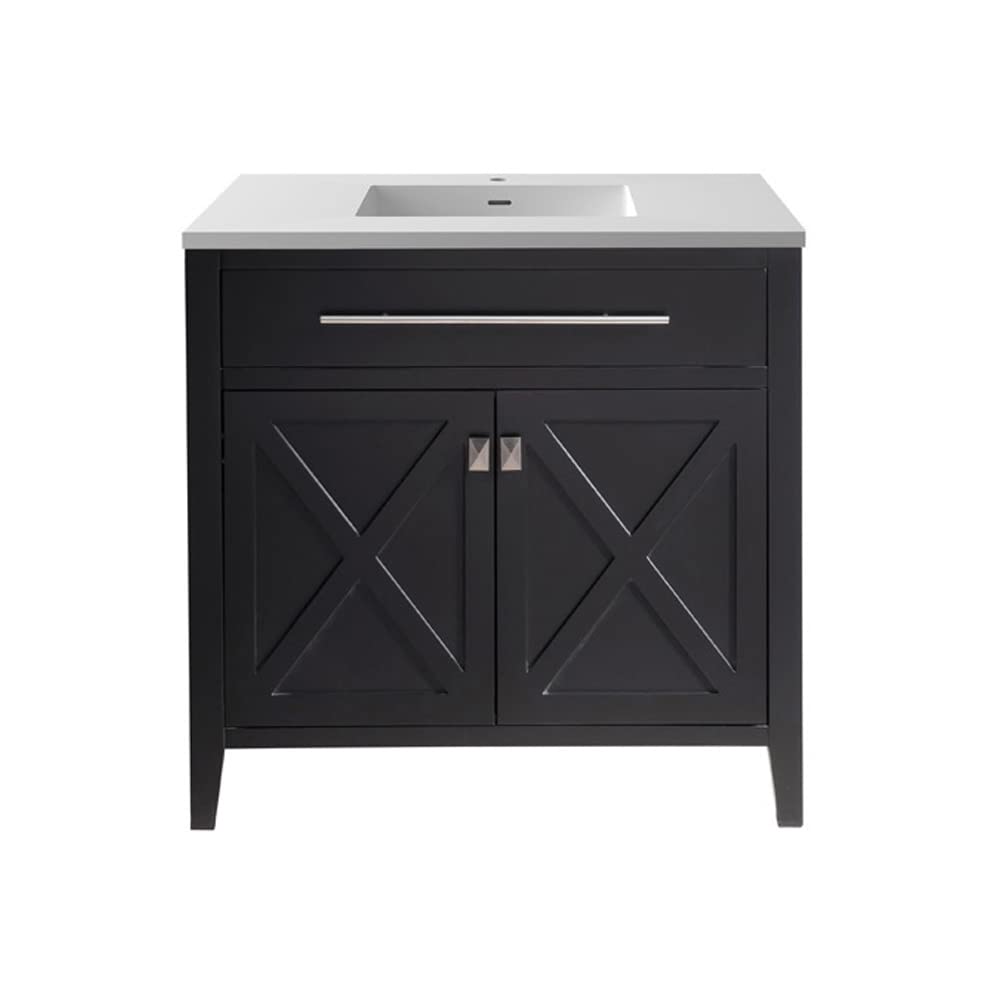 Wimbledon - 36 - Espresso Cabinet + Matte White VIVA Stone Solid Surface Countertop
