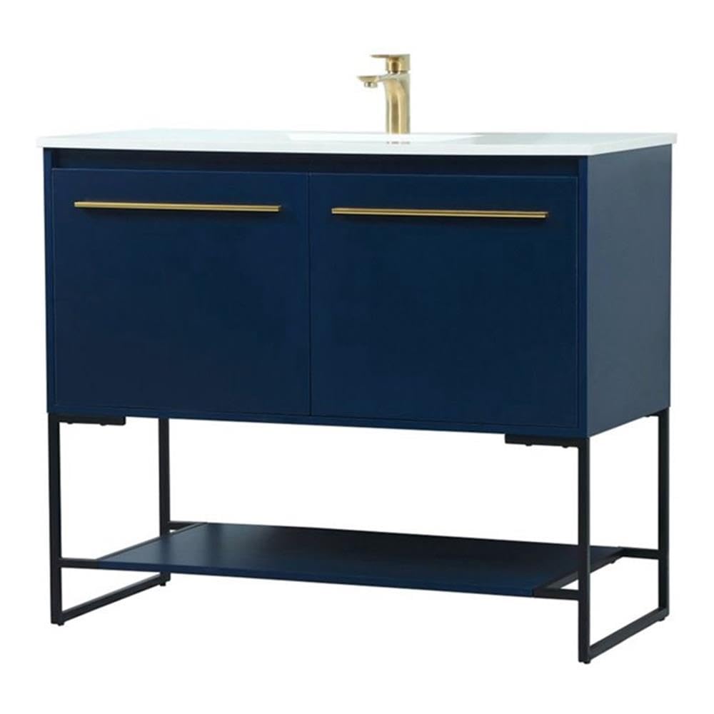 Elegant Decor Sloane 40 Mdf And Steel Single Bathroom Vanity In Blue
