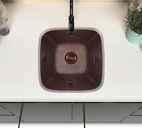 INNOVA COPPER SQUARE BAR SINK FLEUR DA LIS DESIGN 15X15X7 G17 DARK