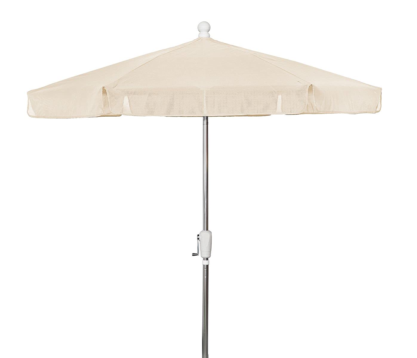 7.5 Hex Garden Tilt Umbrella 6 Rib Crank Bright Aluminum with Natural Vinyl Coated Weave Canopy