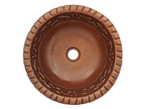 INNOVA COPPER ROUND BATH SINK FLOWER DESIGN FLAT LIP 17X17X6 G18 DARK