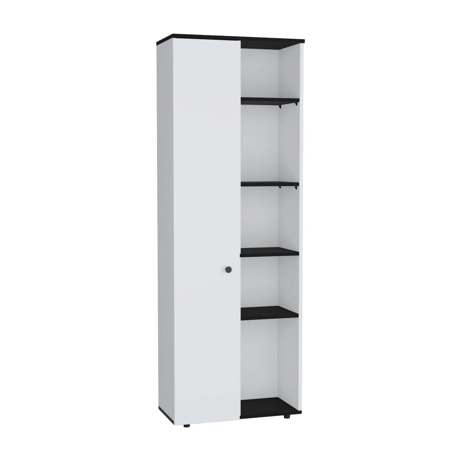 Hoyt Kitchen Pantry Storage Cabinet With and Five Interior and Exterior Shelves White/Black