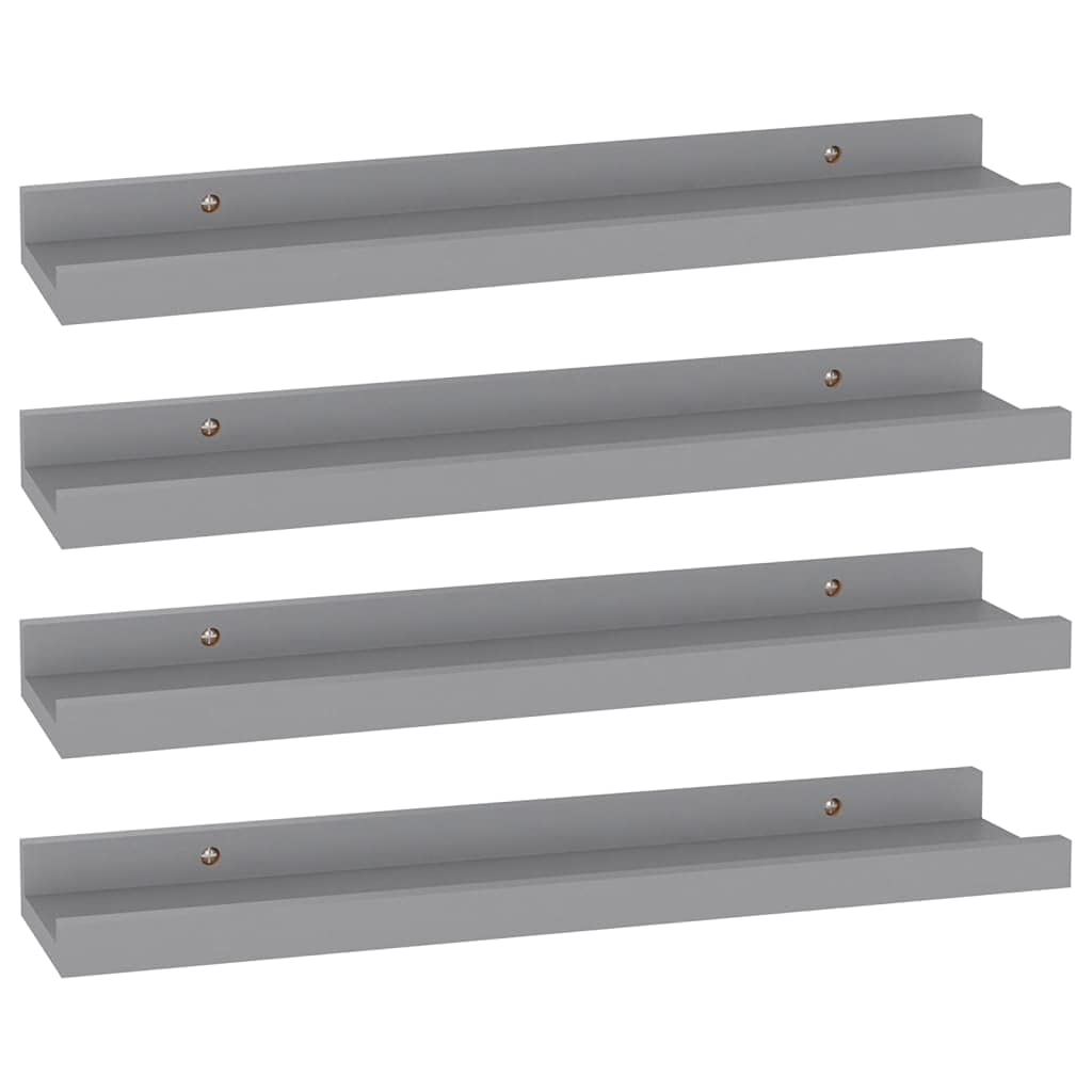 vidaXL Wall Shelves 4 pcs Gray 15.7x3.5"x1.2"