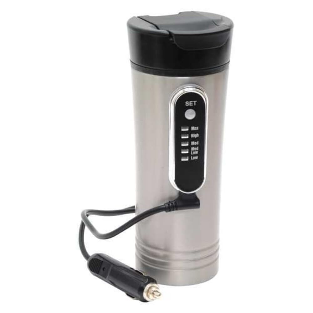 RoadPro RP0719 12-Volt 15oz Electric Coffee Mug Heated 12v Self-Heating Coffee Cup
