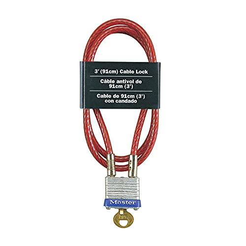 Master Lock 719D Steel Cable With Integrated Outdoor Padlock With Key, 1 Pack
