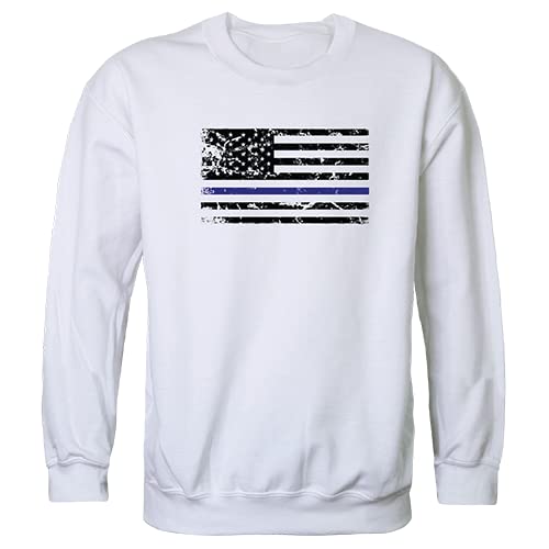 Graphic Crewneck,Thin Blue Line, White, 2X