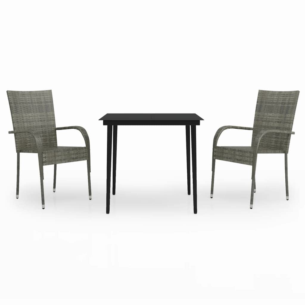 vidaXL 3 Piece Patio Dining Set Gray and Black