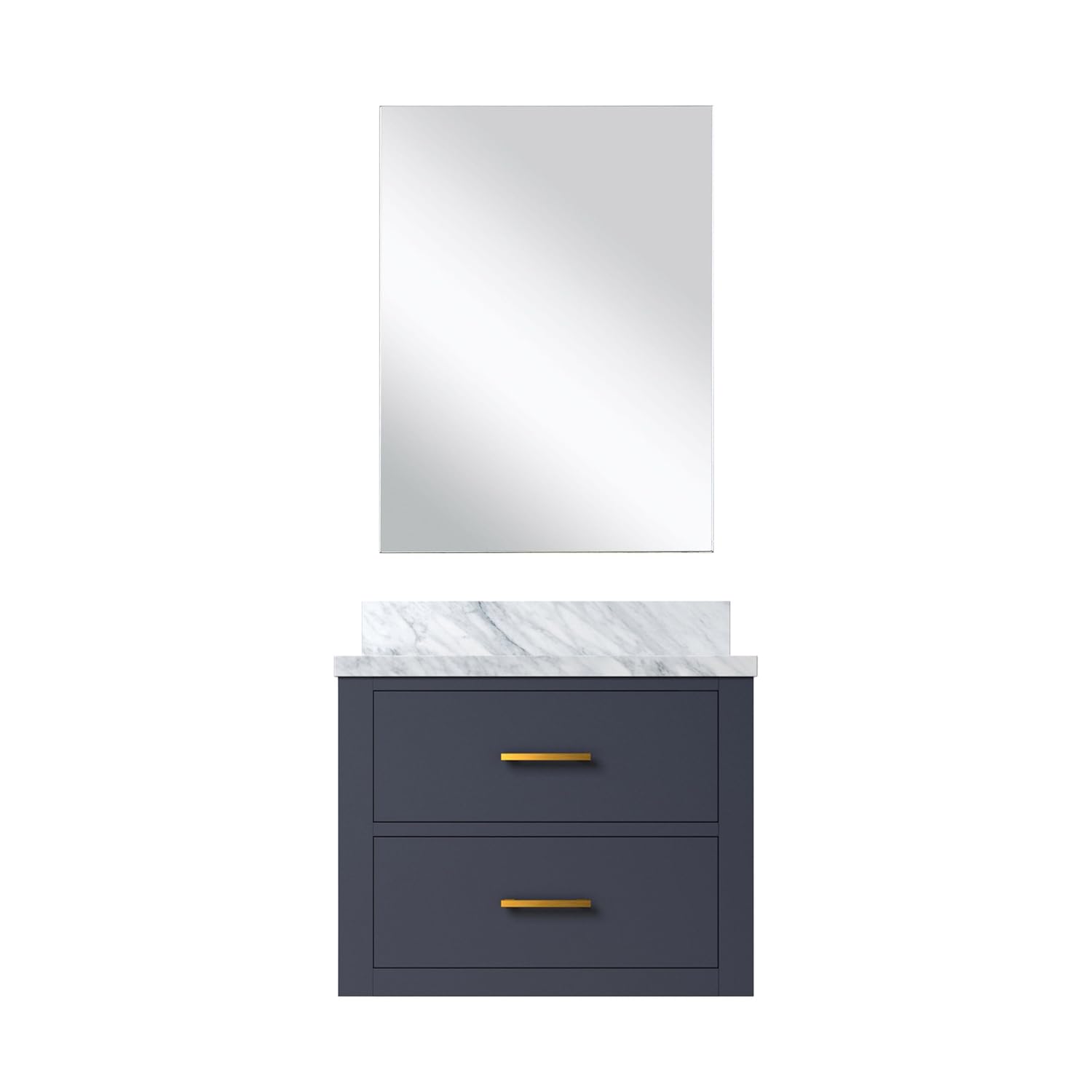 Blue Single Bath Vanity 24 in. W x 18 in. D, Acrylic Countertop and 18 in. Mirror
