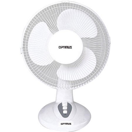 OPTIMUS F1230 WHITE TABLE FAN 12IN OSCILLATING TABLE 3SPEED