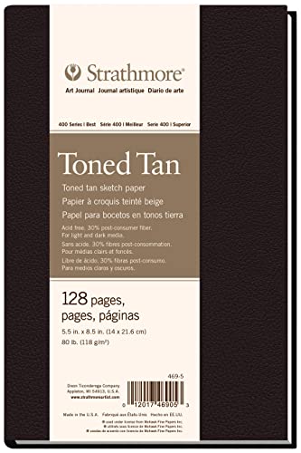 Strathmore 469-5 Hardbound Art Journal,128 Pages, 5.5 By 8.5, Toned Tan