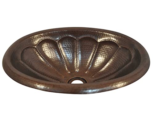 INNOVA COPPER OVAL BATH SINK PUMPKIN DESIGN ROUND LIP 17X12.5X5.5 G18 DARK BROWN
