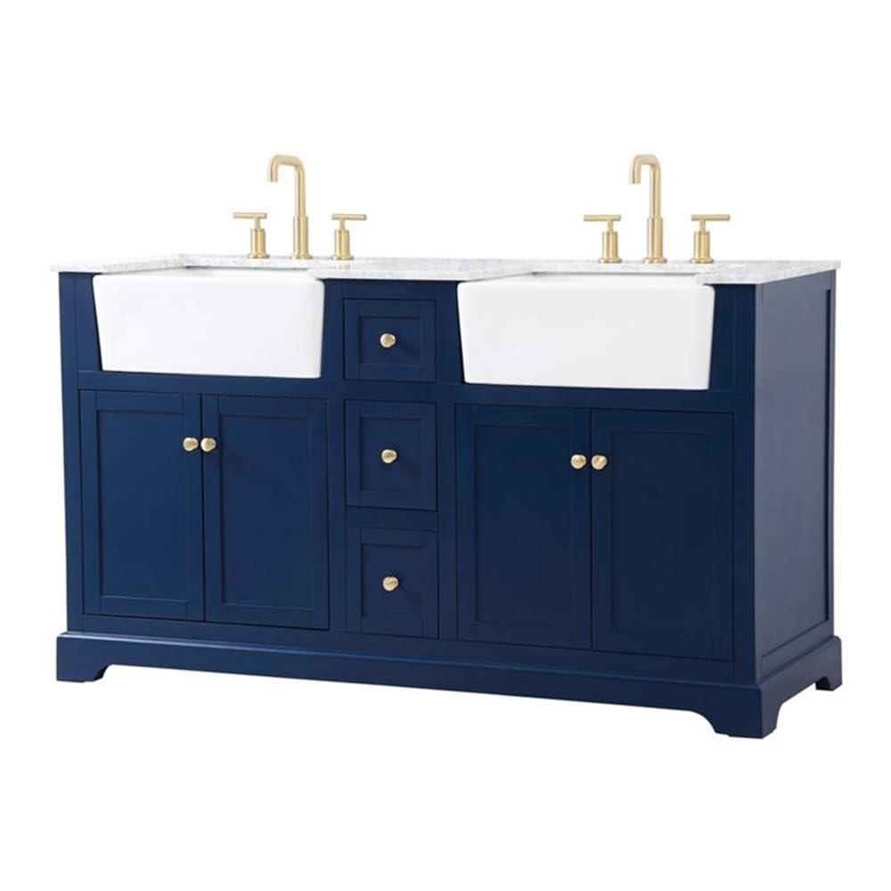 Elegant Decor Franklin 60 Aluminum Mdf Double Bathroom Vanity In Blue