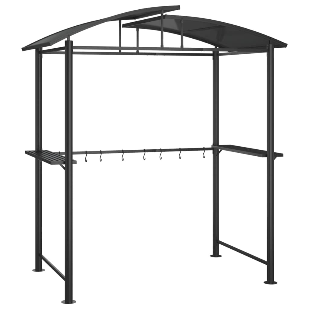 vidaXL BBQ Gazebo with Side Shelves Anthracite 82.7x44.9"x90.6" Steel"