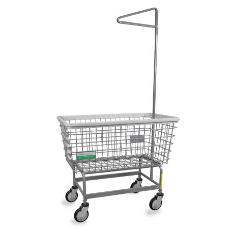 Antimicrobial Wire Utility Cart with Single Pole Rack, 6 Bushel