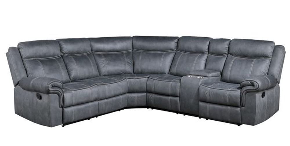 Acme Dollum Sectional Sofa In 2-Tone Gray Velvet