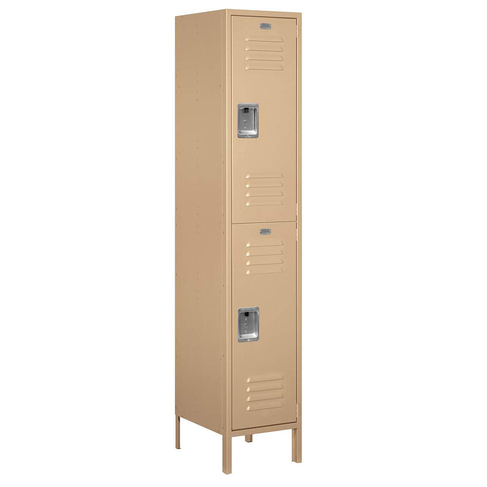 18 Wide Double Tier Standard Metal Locker - 1 Wide - 6 Feet High - 18 Inches Deep - Tan - Assembled
