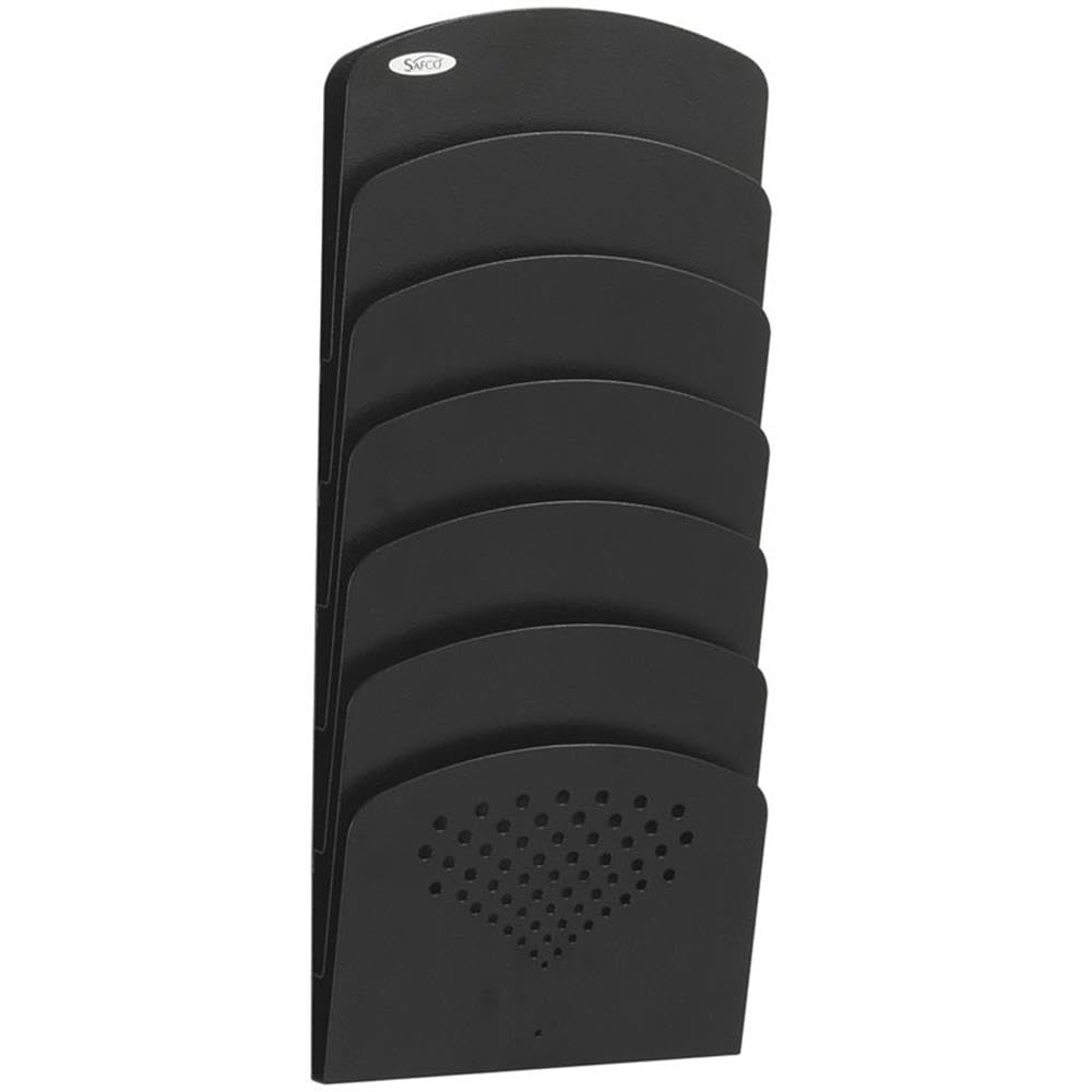 Safco Seven Pocket Letter/Legal Steel Wall Rack - 7 Pocket(s) - 21.8 Height x 9.5" Width x 2" Depth - Durable - Black - Steel - 1 Each"