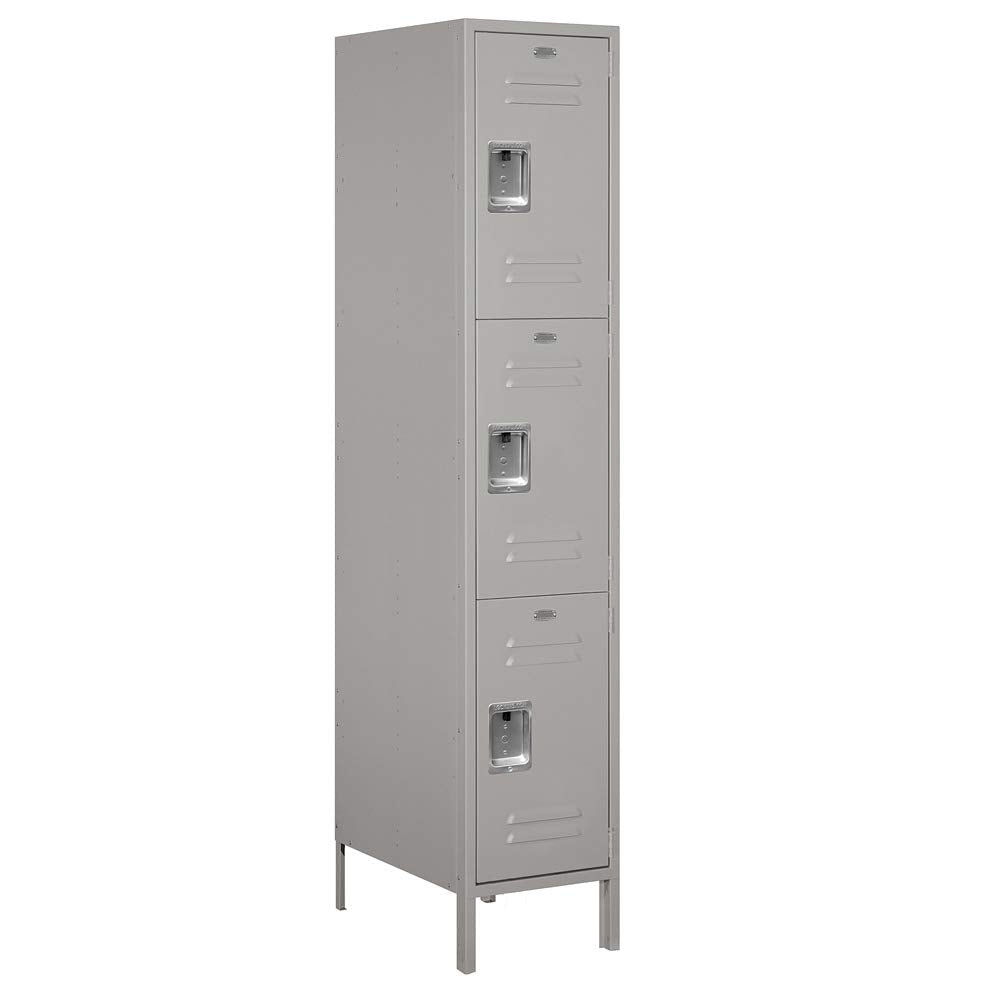 18 Wide Triple Tier Standard Metal Locker - 1 Wide - 6 Feet High - 21 Inches Deep - Gray - Unassembled