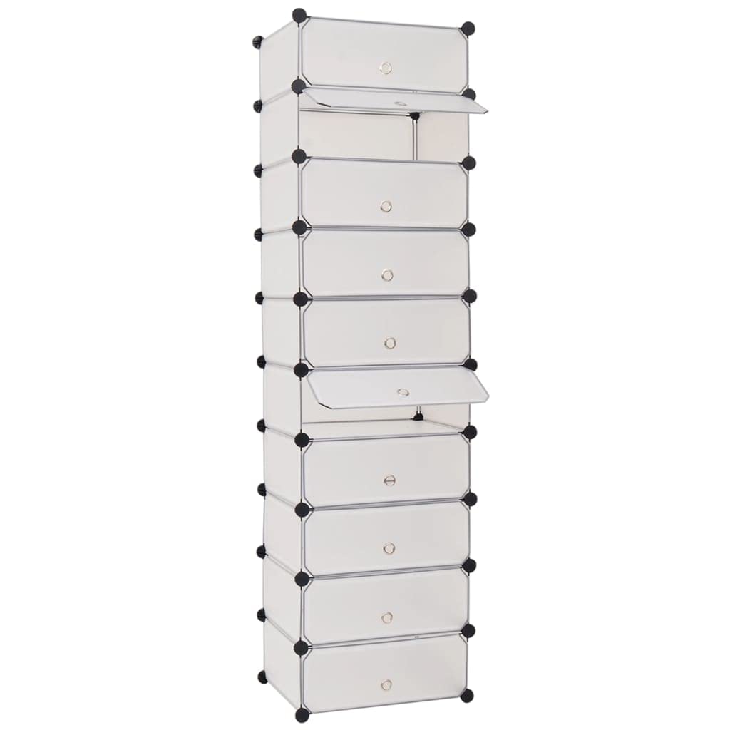 vidaXL Interlocking Shoe Organizer with 10 Compartments White