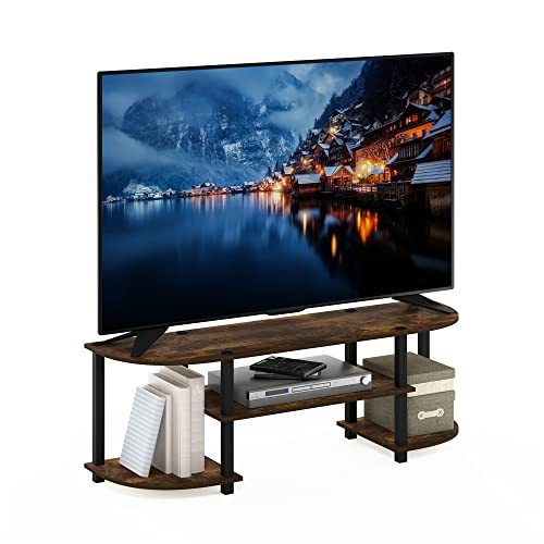 Casafoyer Furinno Turn-S-Tube Wide TV Entertainment Center, Amber Pine/Black | (2 Units)