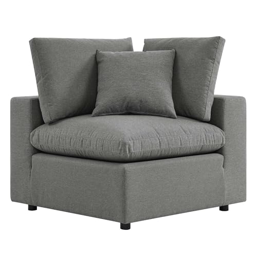 Casafoyer EEI-4904-CHA Commix Overstuffed Outdoor Patio Corner Chair, Charcoal