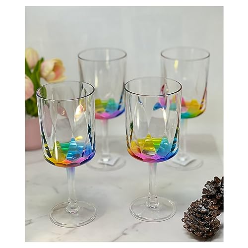Casafoyer Acrylic Rainbow Diamond wine glass 15 oz. Set of 4 | (2 Units)