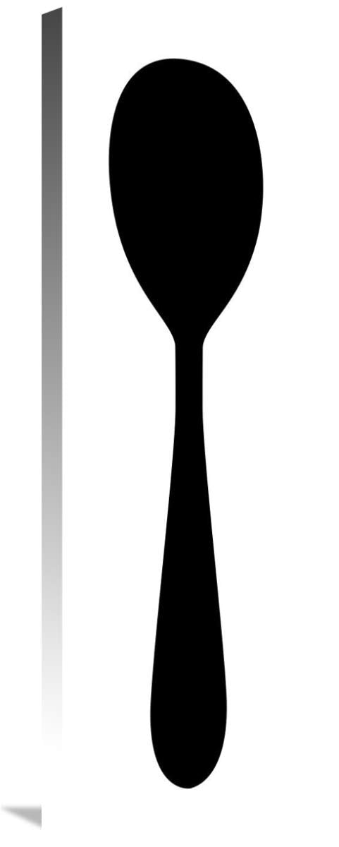 Mealtime: Black on White - Spoon-Canvas Art-12x36”