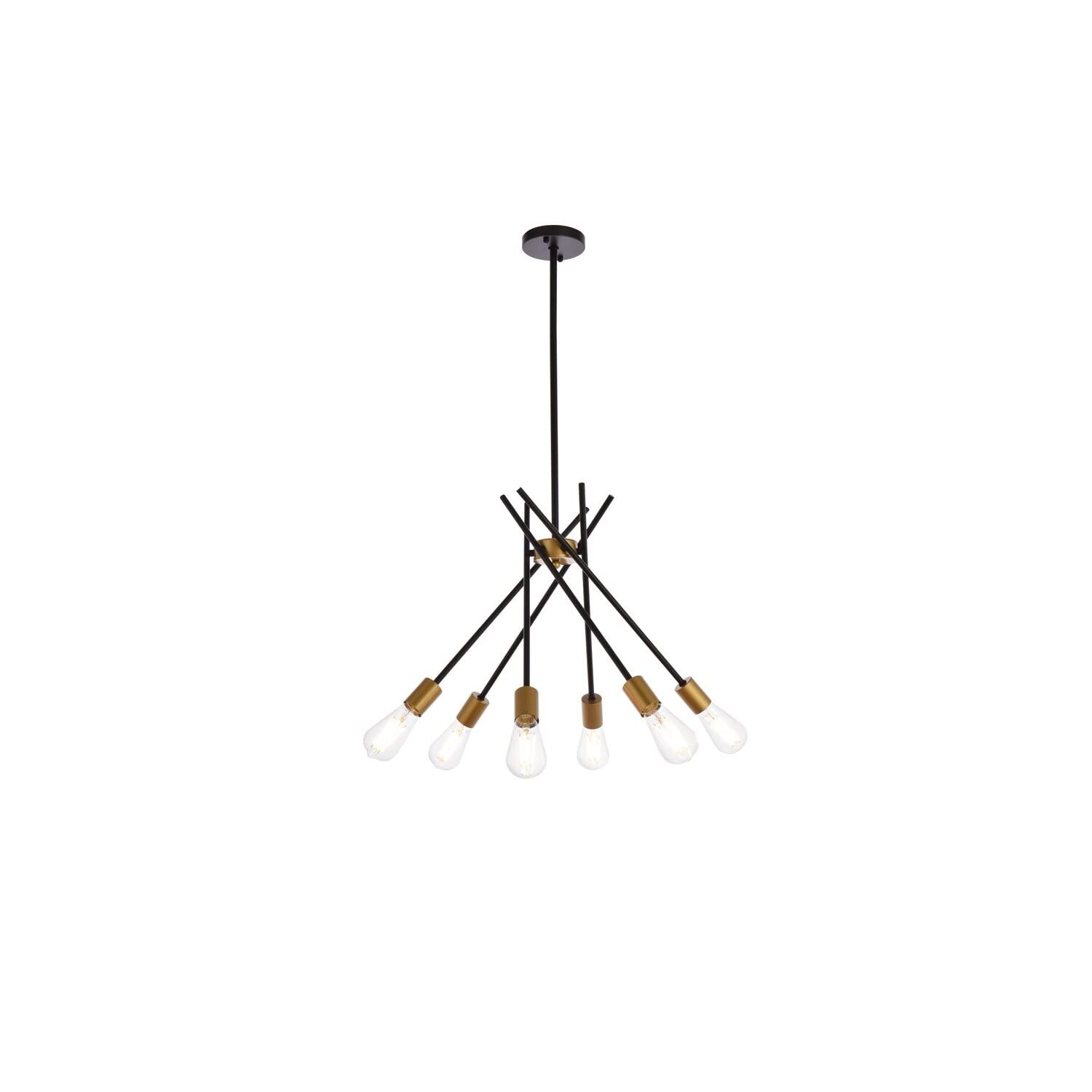 Lucca 23 inch pendant in black and brass