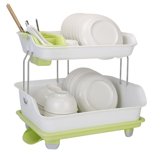 2-Tier Dish Drying Rack Cutlery Drainer Holder Kitchen Organizer Storage Shelf