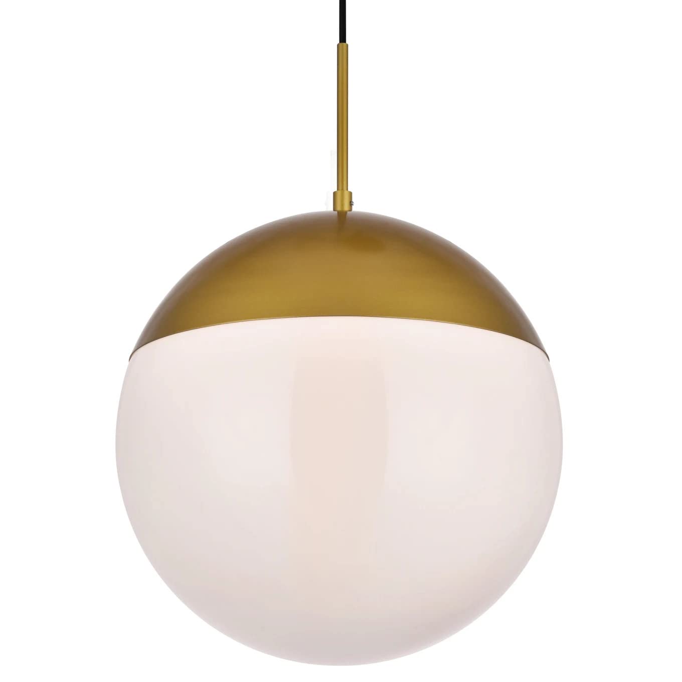 Eclipse 1 Light Brass Pendant With Frosted White Glass