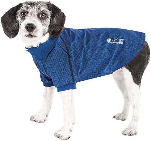 Pet Life  Active Fur-Flexed Relax-Stretch Wick-Proof Performance Dog Polo T-Shirt, Navy - Large