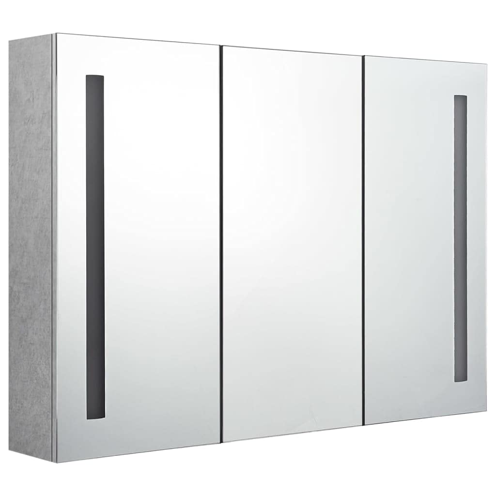 vidaXL LED Bathroom Mirror Cabinet Concrete Gray 35x5.5"x24.4"
