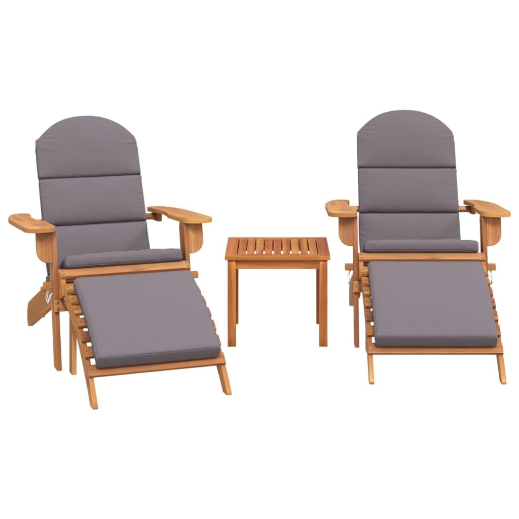 vidaXL 3 Piece Adirondack Patio Lounge Set Solid Wood Acacia