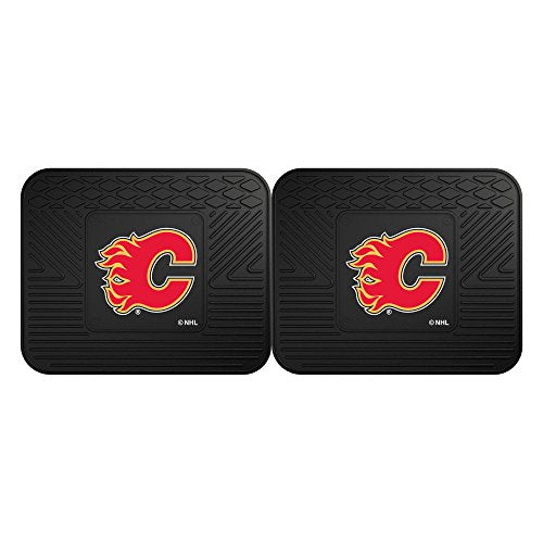 Fanmats 12417 Nhl Calgary Flames Rear Second Row Vinyl Heavy Duty Utility Mat, (Pack Of 2)