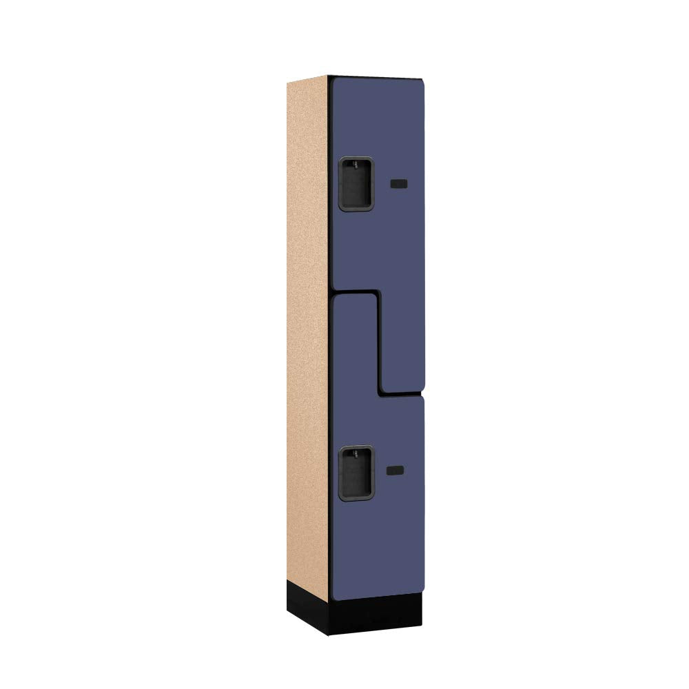 12 Wide Double Tier S Style Designer Wood Locker - 1 Wide - 5 Feet High - 15 Inches Deep - Blue