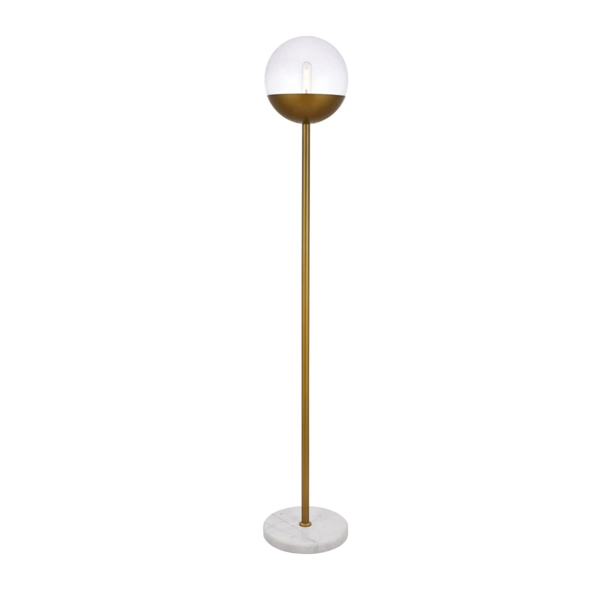Living District Eclipse 1 Light Brass Floor Lamp With Clear Glass