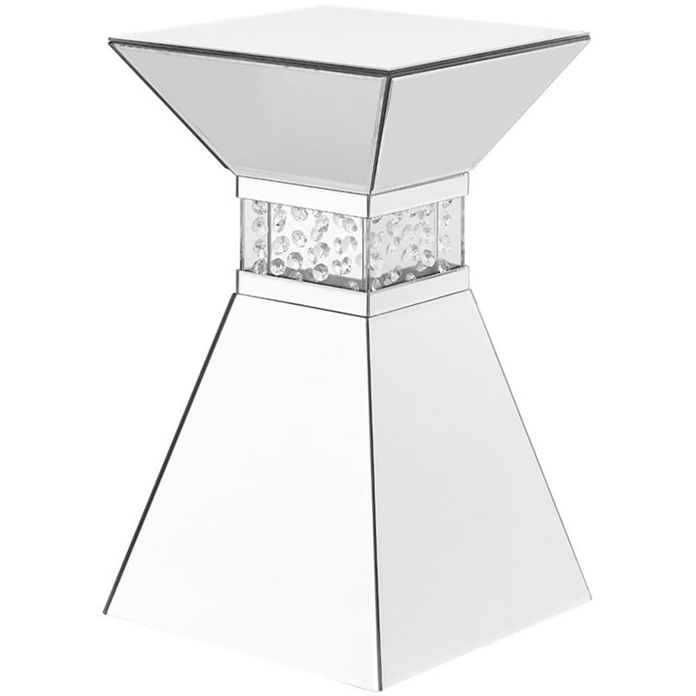 Elegant Decor Modern 20' Clear Crystal Mirrored Accent Pedestal End Table