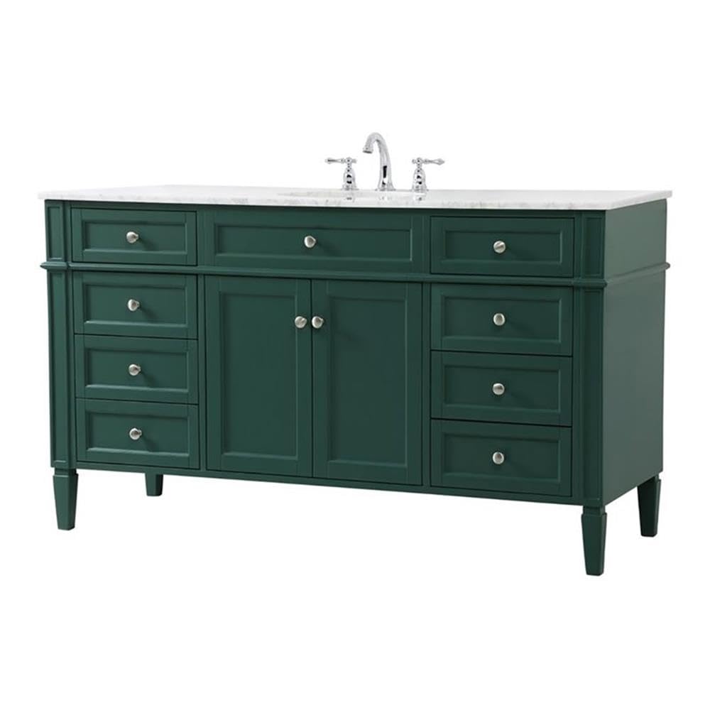 Elegant Decor Park Avenue 60 Metal Mdf Marble Single Bathroom Vanity In Green
