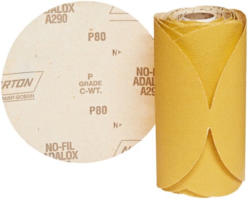 Norton Abrasives Sandpaper, Adhesive Backed Sandpaper, Stick And Sand Heavy Duty Sanding Discs, Polyester Backing, Aluminum Oxid