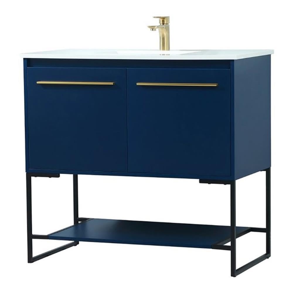 Elegant Decor Sloane 36 Mdf And Steel Single Bathroom Vanity In Blue