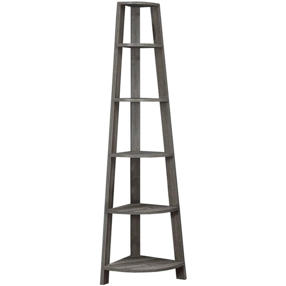 Monarch Specialties Corner Accent Etagere, 72H, Dark Taupe