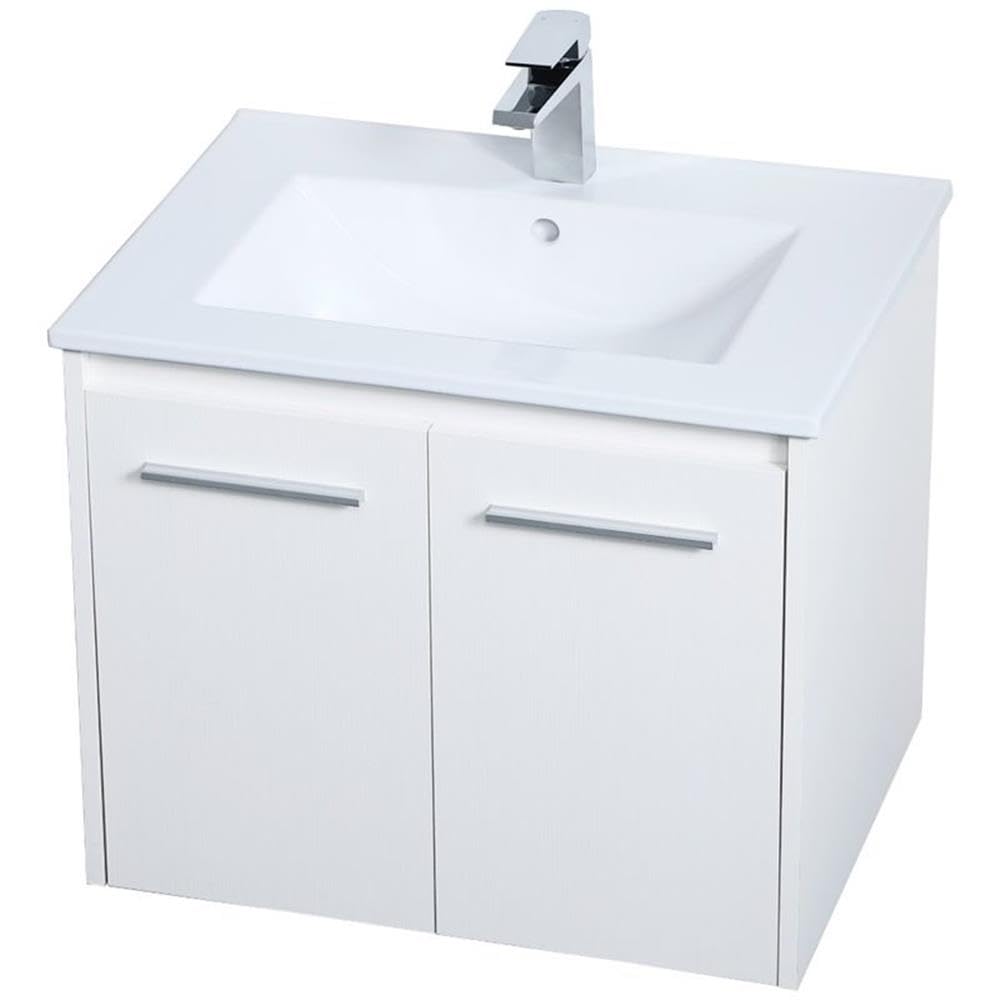 Elegant Decor Rasina 24' Single Porcelain Top Floating Bathroom Vanity In White
