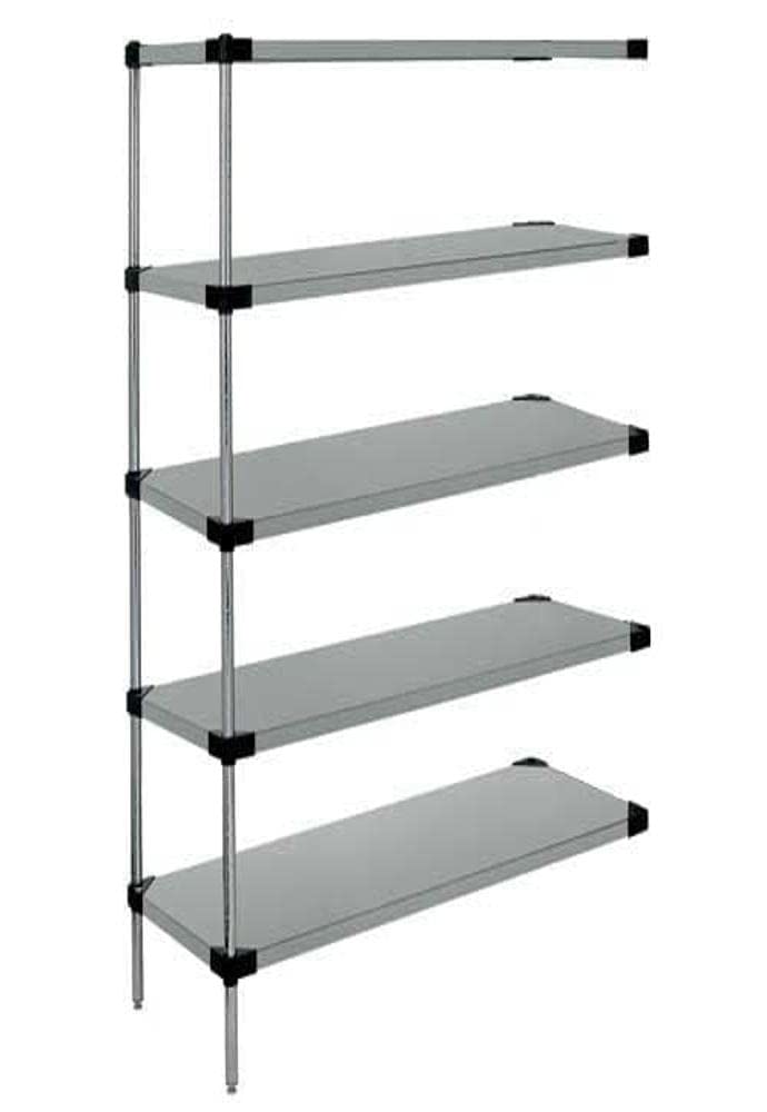 Quantum AD63-2460SG-5 Solid Shelving Add-On Kit, 60W x 24D x 63H, 300 lbs Capacity, Carbon Steel, Galvanized, NSF