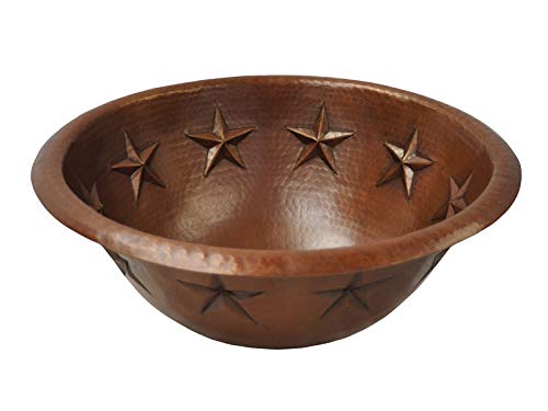 INNOVA COPPER ROUND BATH SINK STARS DESIGN FLAT LIP 17X17X6 G18 DARK