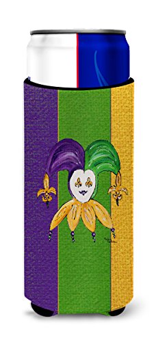 Carolines Treasures 8368Muk Mardi Gras Ultra Beverage Insulators For Slim Cans Jester Mardi Gras Design, Slim Can, Multicolor