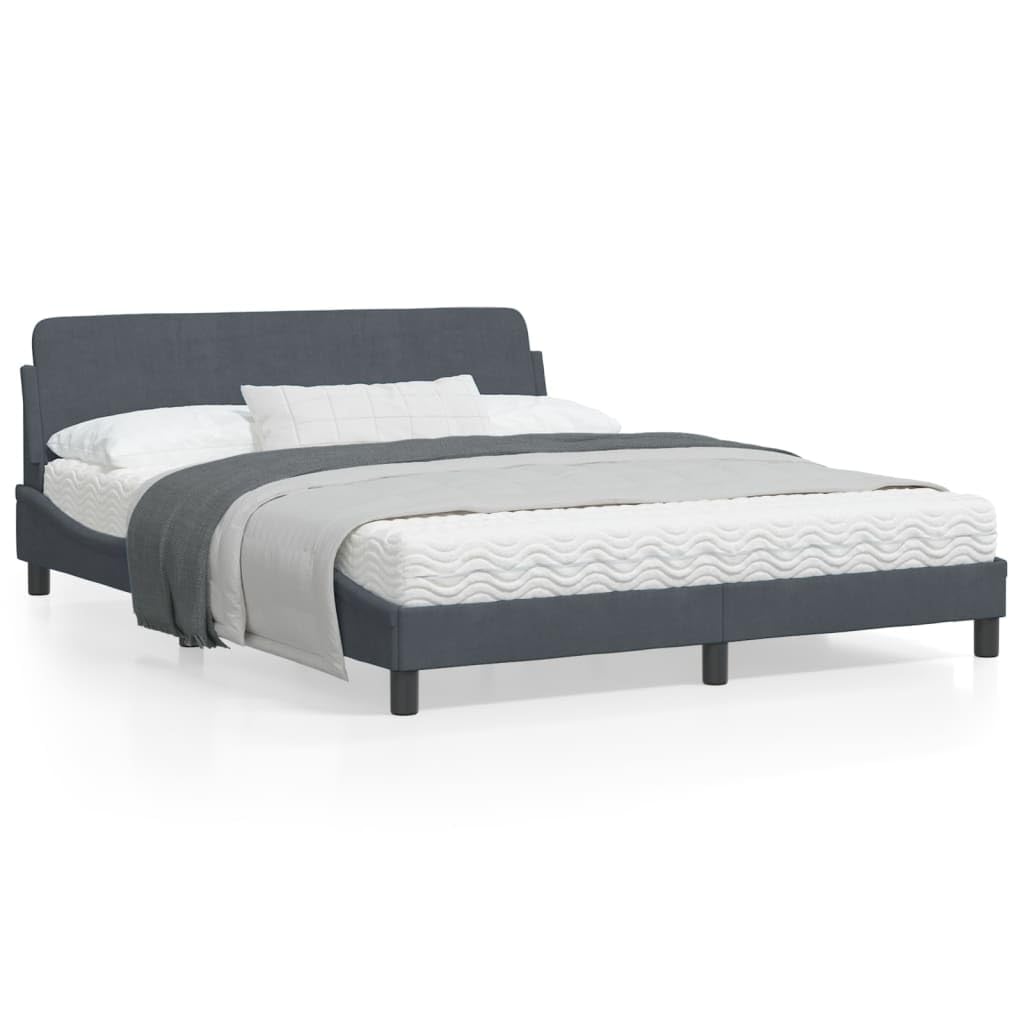 vidaXL Bed Frame with Headboard Dark Gray 59.8x79.9??Queen Velvet