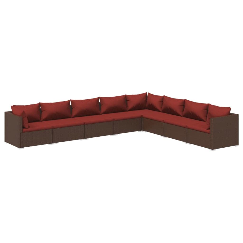 vidaXL 4 Piece Patio Lounge Set with Cushions Poly Rattan Brown