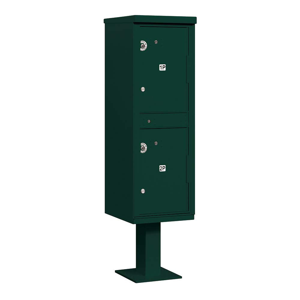 Outdoor Parcel Locker with 2 Compartments in Green with USPS Access  Type I