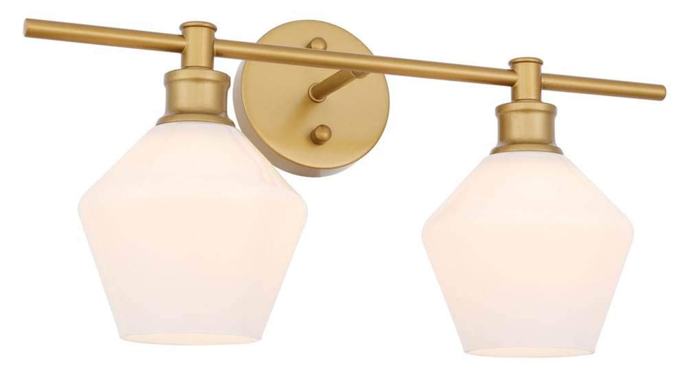 Living District Gene 2-Light Metal Wall Sconce In Brass And Frosted White